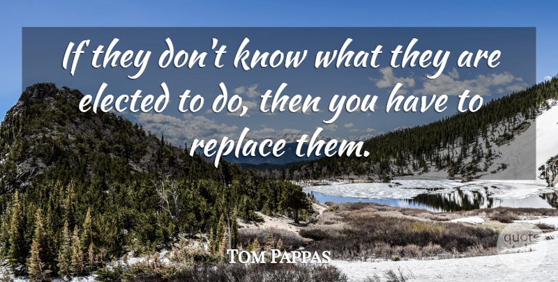 Tom Pappas Quote About Elected, Replace: If They Dont Know What...