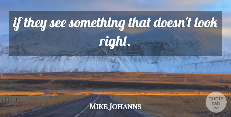 Mike Johanns Quote About undefined: If They See Something That...