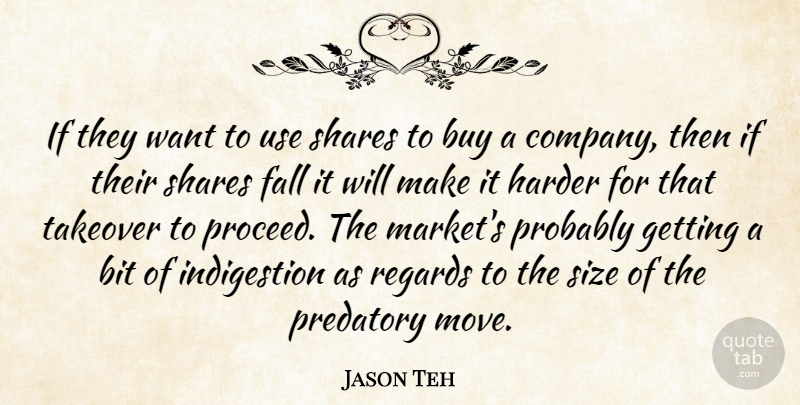 Jason Teh Quote About Bit, Buy, Fall, Harder, Regards: If They Want To Use...