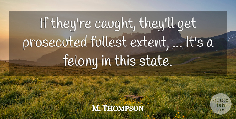 M. Thompson Quote About Felony, Fullest, Prosecuted: If Theyre Caught Theyll Get...