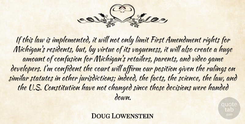 Doug Lowenstein Quote About Affirm, Amendment, Amount, Changed, Confident: If This Law Is Implemented...