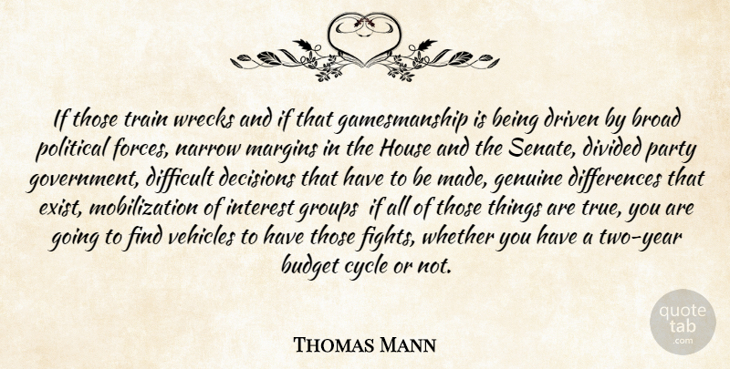 Thomas Mann Quote About Broad, Budget, Cycle, Decisions, Difficult: If Those Train Wrecks And...
