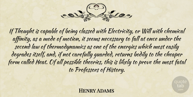 Henry Adams Quote About Fall, Law, Return: If Thought Is Capable Of...