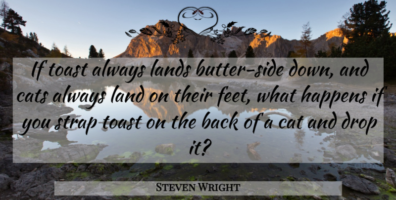Steven Wright Quote About Funny, Humor, Cat: If Toast Always Lands Butter...