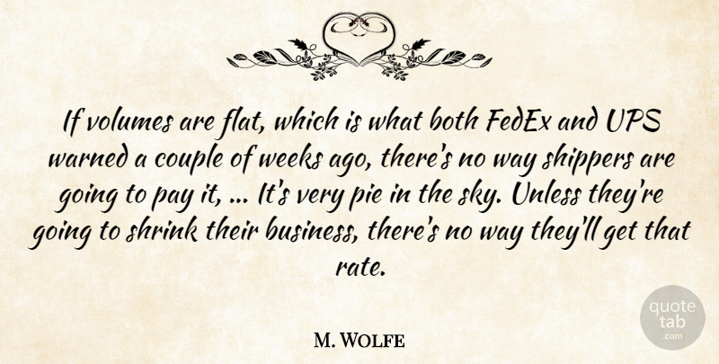 M. Wolfe Quote About Both, Couple, Pay, Pie, Shrink: If Volumes Are Flat Which...