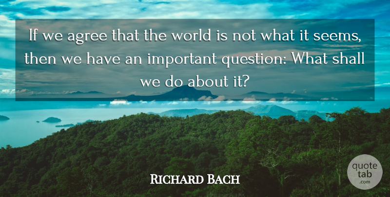 Richard Bach Quote About Important, World, Agree: If We Agree That The...