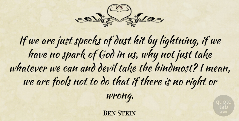 Ben Stein Quote About Mean, Dust, Devil: If We Are Just Specks...