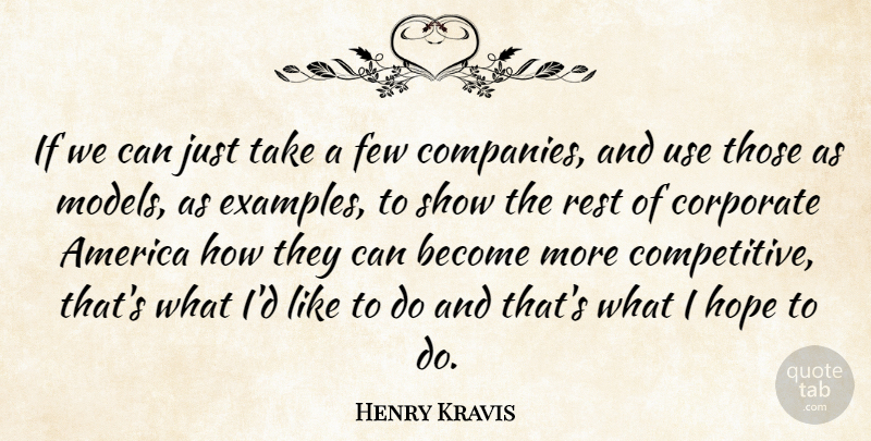Henry Kravis Quote About America, American Businessman, Few, Hope: If We Can Just Take...