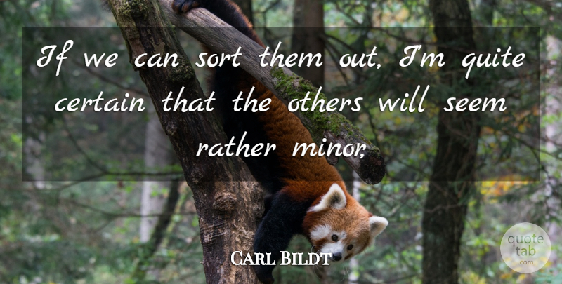 Carl Bildt Quote About Certain, Others, Quite, Rather, Seem: If We Can Sort Them...