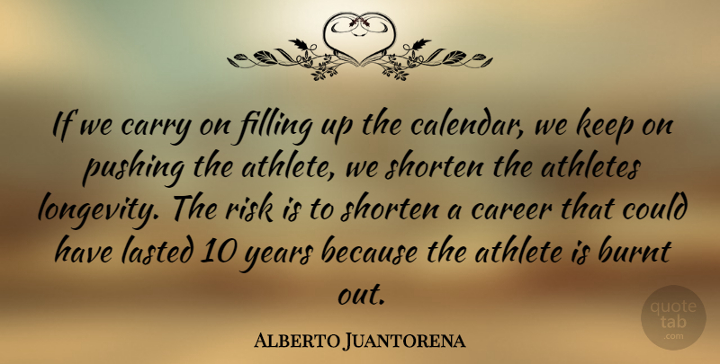 Alberto Juantorena Quote About Athlete, Filling Up, Years: If We Carry On Filling...