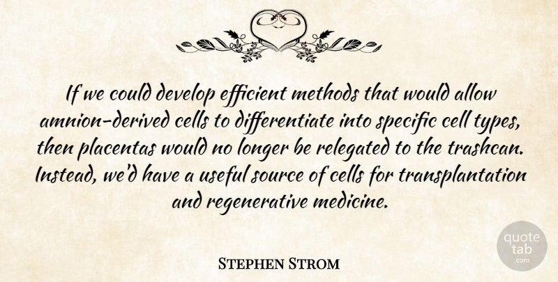 Stephen Strom Quote About Allow, Cells, Develop, Efficient, Longer: If We Could Develop Efficient...