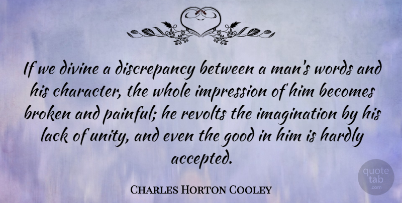 Charles Horton Cooley Quote About Character, Hypocrite, Men: If We Divine A Discrepancy...