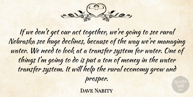 Dave Nabity Quote About Act, Economy, Grow, Help, Huge: If We Dont Get Our...