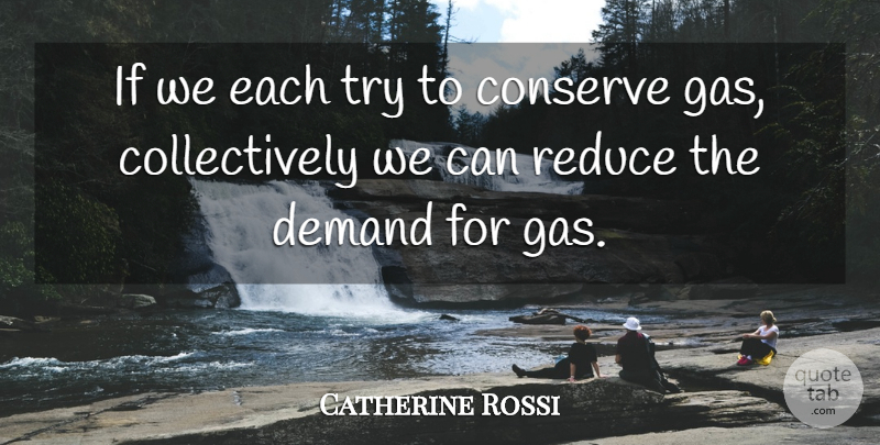 Catherine Rossi Quote About Conserve, Demand, Reduce: If We Each Try To...