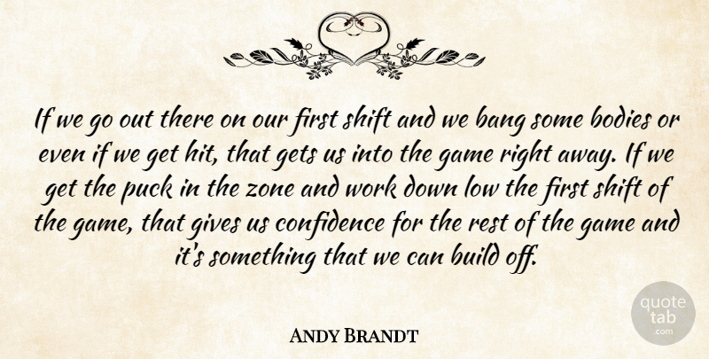 Andy Brandt Quote About Bang, Bodies, Build, Confidence, Game: If We Go Out There...