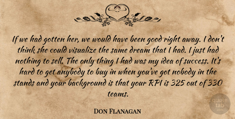 Don Flanagan Quote About Anybody, Background, Buy, Dream, Good: If We Had Gotten Her...