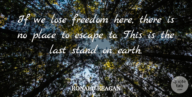 Ronald Reagan Quote About Freedom, President, Lasts: If We Lose Freedom Here...