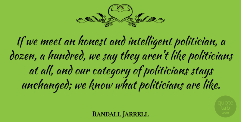 Randall Jarrell Quote About Intelligent, Dozen, Honest: If We Meet An Honest...