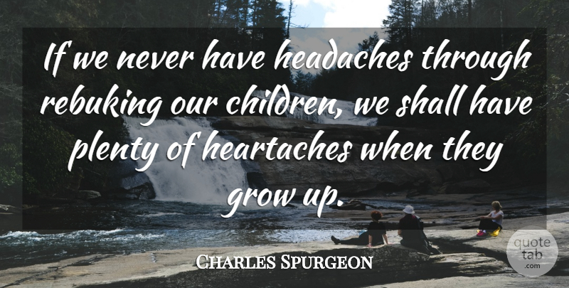 Charles Spurgeon Quote About Growing Up, Children, Parenting: If We Never Have Headaches...