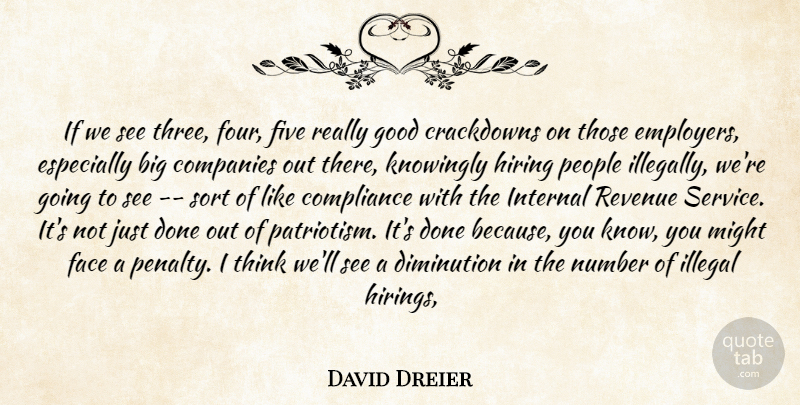 David Dreier Quote About Companies, Compliance, Face, Five, Good: If We See Three Four...