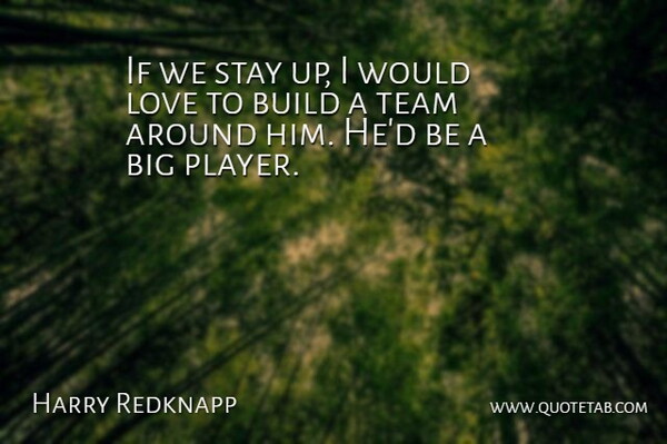 Harry Redknapp Quote About Build, Love, Stay, Team: If We Stay Up I...