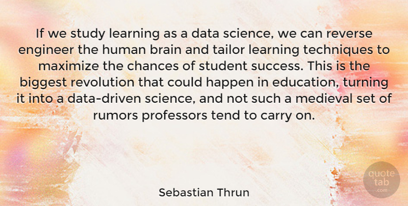 Sebastian Thrun Quote About Data, Brain, Rumor: If We Study Learning As...