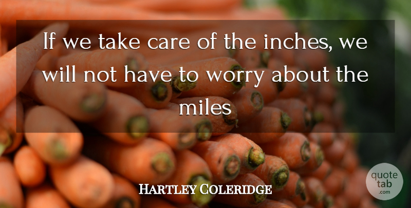 Hartley Coleridge Quote About Time, Worry, Care: If We Take Care Of...