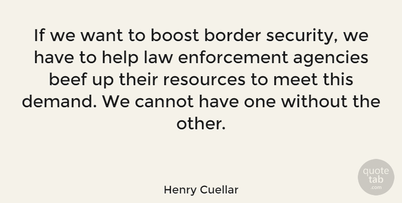 Henry Cuellar Quote About Law, Agency, Borders: If We Want To Boost...