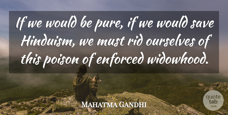 Mahatma Gandhi Quote About Widowhood, Would Be, Poison: If We Would Be Pure...
