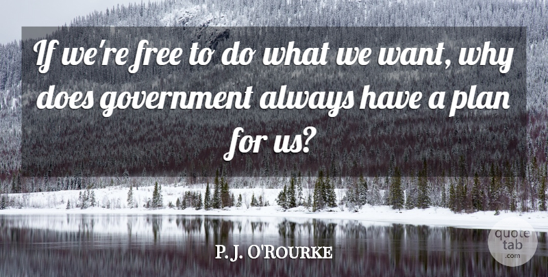 P. J. O'Rourke Quote About Government, Want, Doe: If Were Free To Do...