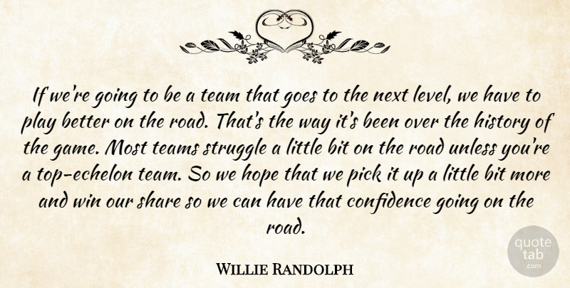 Willie Randolph Quote About Bit, Confidence, Goes, History, Hope: If Were Going To Be...