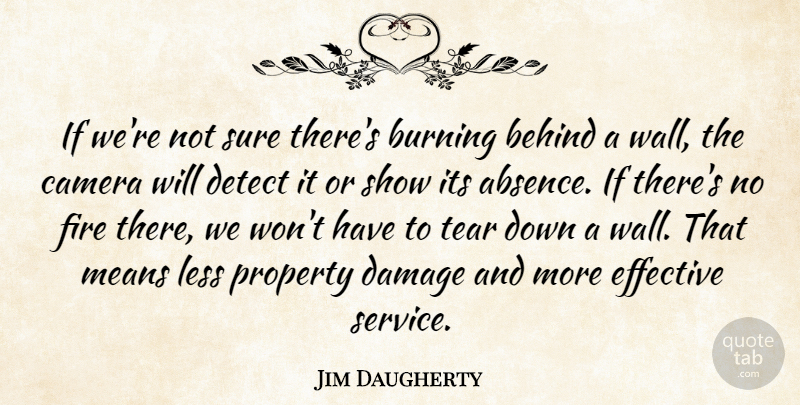Jim Daugherty Quote About Absence, Behind, Burning, Camera, Damage: If Were Not Sure Theres...