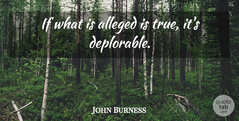 John Burness Quote About Alleged: If What Is Alleged Is...