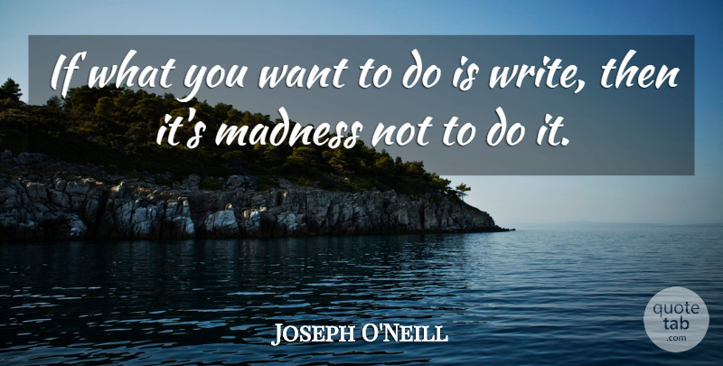 Joseph O'Neill Quote About Writing, Want, Madness: If What You Want To...