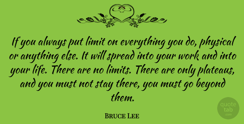 Bruce Lee Quote About Inspirational, Motivational, Strength: If You Always Put Limit...