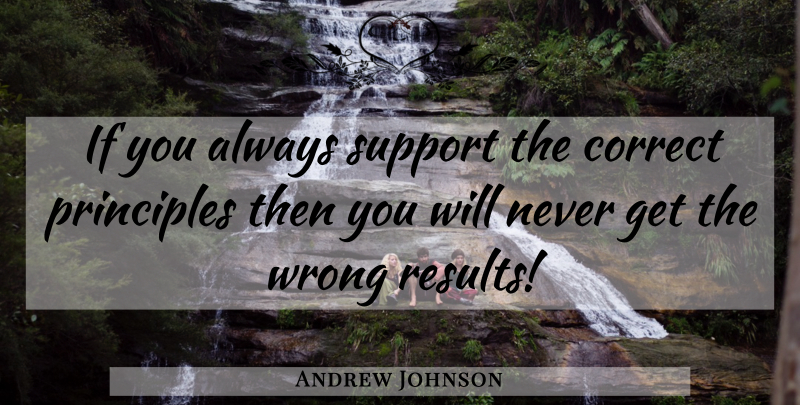 Andrew Johnson Quote About Support, Principles, Results: If You Always Support The...
