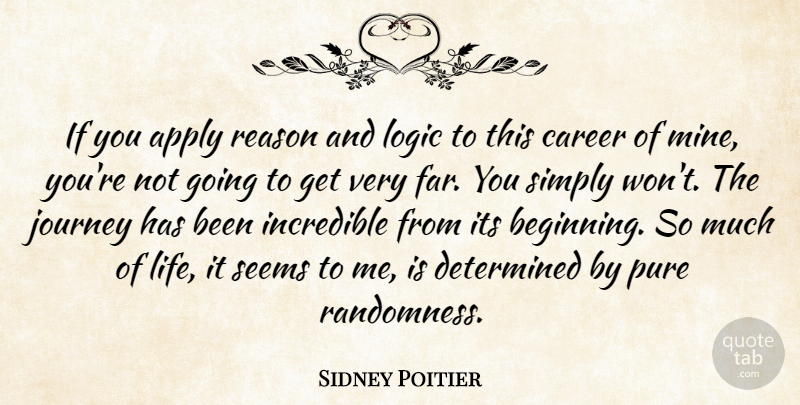 Sidney Poitier Quote About Careers, Logic, Reason: If You Apply Reason And...