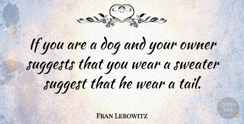 Fran Lebowitz Quote About Dog, Silly, Animal: If You Are A Dog...