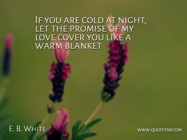 E. B. White Quote About Blanket, Cold, Cover, Love, Promise: If You Are Cold At...
