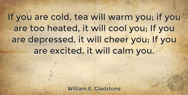 William E. Gladstone Quote About Cheer, Tea Drinking, Cups Of Tea: If You Are Cold Tea...