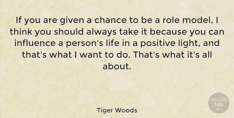 Tiger Woods Quote About Positive, Thinking, Light: If You Are Given A...