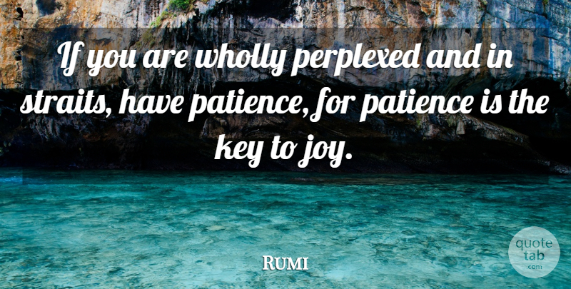 Rumi Quote About Keys, Joy, Having Patience: If You Are Wholly Perplexed...