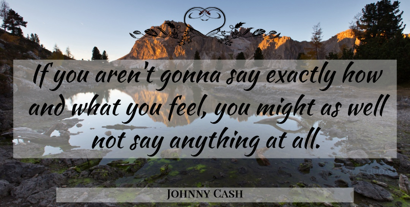 Johnny Cash Quote About Say Anything, Might, Feels: If You Arent Gonna Say...