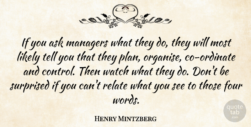Henry Mintzberg Quote About Motivational, Thought Provoking, Four: If You Ask Managers What...