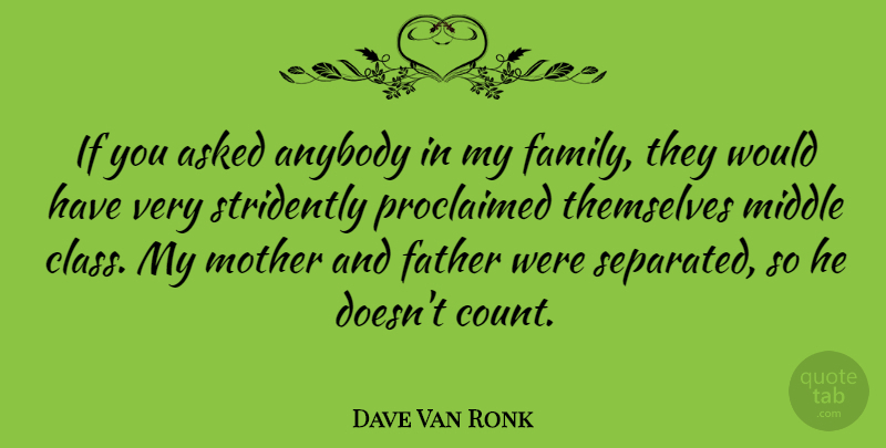 Dave Van Ronk Quote About Mother, Father, Class: If You Asked Anybody In...
