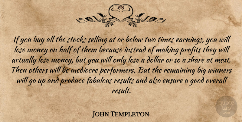 John Templeton Quote About Optimistic, Two, Half: If You Buy All The...