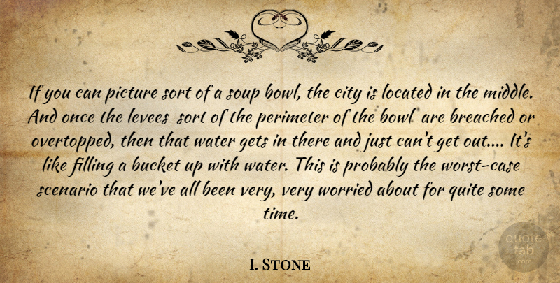 I. Stone Quote About Bowl, Bucket, City, Filling, Gets: If You Can Picture Sort...