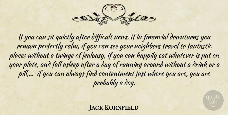 Jack Kornfield Quote About Running, Dog, Fall: If You Can Sit Quietly...