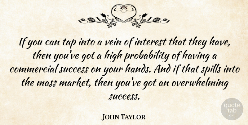 John Taylor Quote About Commercial, High, Interest, Mass, Success: If You Can Tap Into...