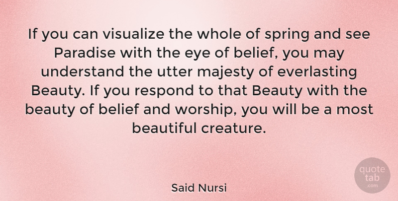 Said Nursi Quote About Beauty, Belief, Eye, Majesty, Paradise: If You Can Visualize The...